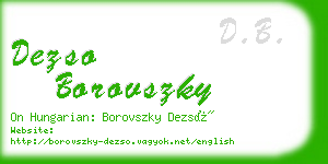 dezso borovszky business card